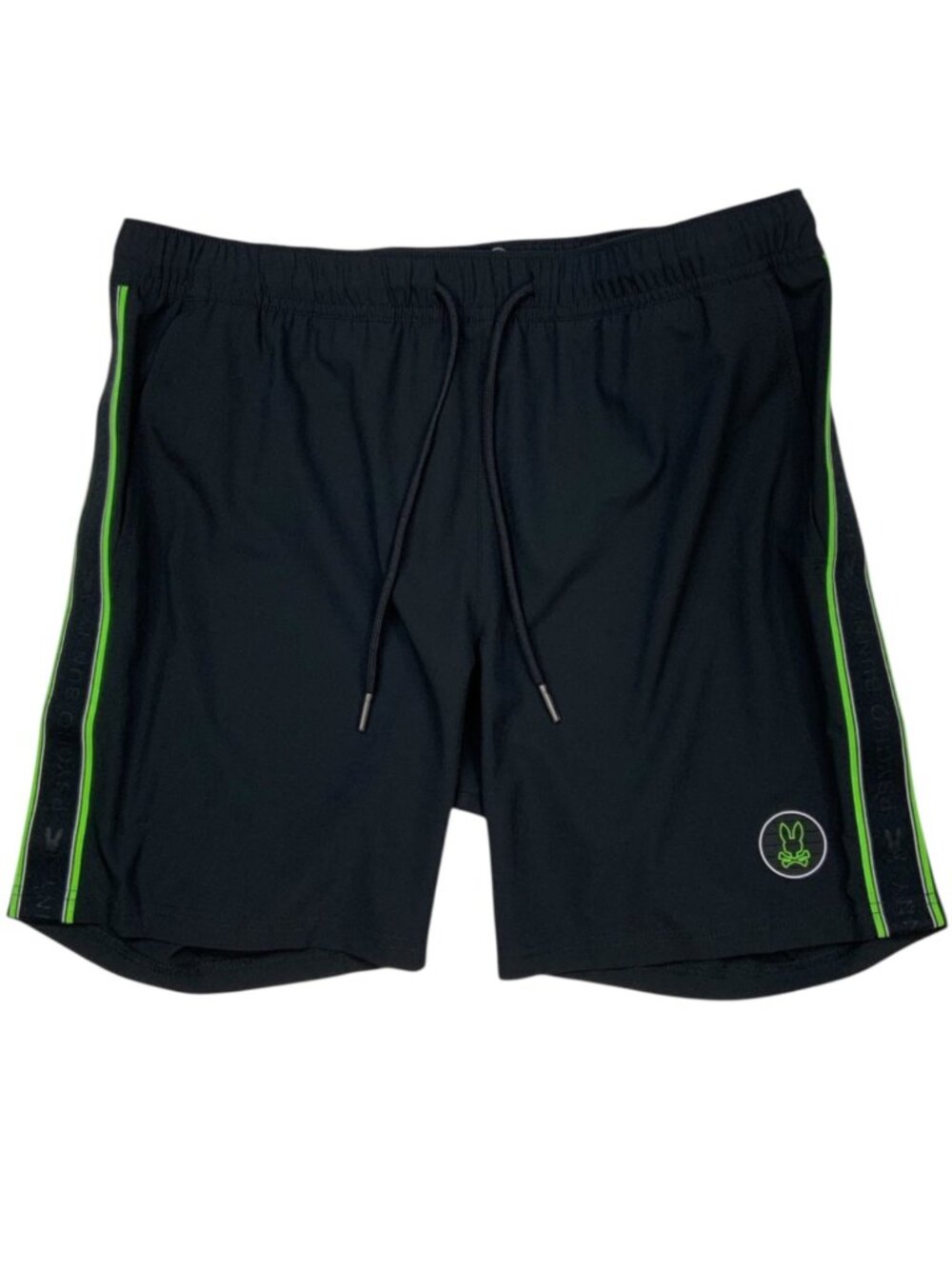 Psycho Bunny Mens Stripe Sport Shorts S Black Athletic